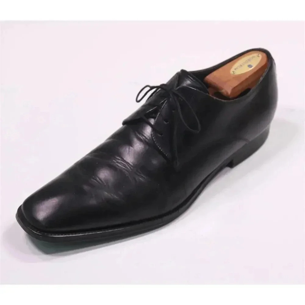 To Book New York Adam Derrick Black Plain Toe Oxford Leather Dress Shoes US 10